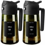 Detailed information about the product 2PCS Olive Oil Dispenser and Oil Sprayer 16oz/470ml Glass Light-Proof Oil Pourer for Kitchen,Air Fryer,Cooking,Salad,and BBQ