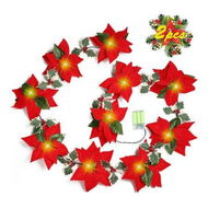 Detailed information about the product 2PCS Poinsettia Christmas Flowers Decorations Garland String Lights, Xmas Tree Artificial Ornaments 2 Meter