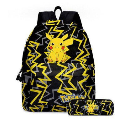 2PCS Pokemon Pikachu Backpack Kids Shoulder Bag Pencil Case for Teenager Kid Student