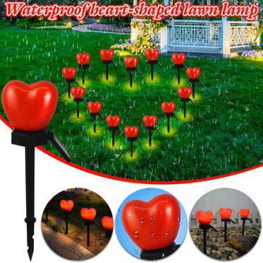 2pcs Solar Heart Light Heart Shaped Light Garden Decor Atmosphere Light Ground Inserting Lamp Christmas Holiday Decoration