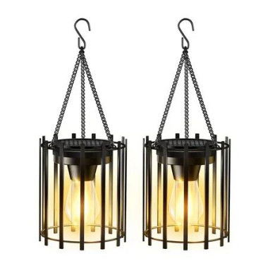 2Pcs Solar Lanterns Outdoor Waterproof, 14.56 inch Upgraded Bright Hanging Solar Lights Outdoor Lanterns Decorative