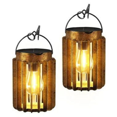 2Pcs Solar Lanterns Outdoor Waterproof, Brighter Up to 12 Hrs Outdoor Hanging Solar Lights for Garden Porch Patio Yard Decor