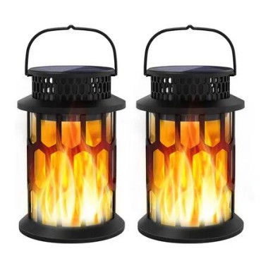 2Pcs Solar Lanterns Outdoor Waterproof, Flickering Flame Hanging Solar Lanterns Solar Powered Lantern Decorative Lighting