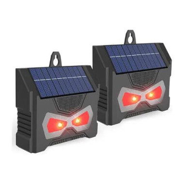 2Pcs Solar Powered Nocturnal Animal Repeller, Animal Repeller Flashing LED Lights Motion Detection