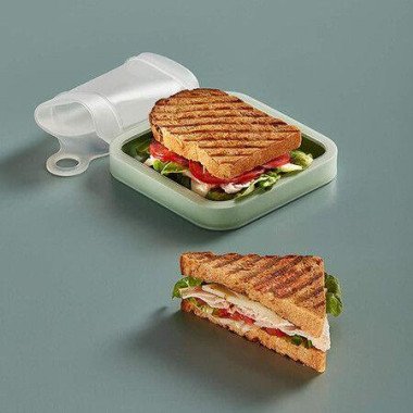2pcs Toast Container Sandwich Case Toast Case Silicone Lunch Box Sealed Bread Lunch Bo For Picnic School Office