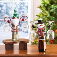 Detailed information about the product 2PCS Wine Bottle And Glass Holder Snowman Santa Claus Ornaments Decor For Stemware Racks Kitchen Bar Table Christmas Decorations Shape Random