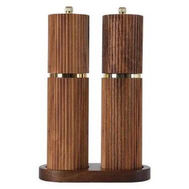 2Pcs Wooden Salt and Pepper Grinder Set, Refillable Salt and Pepper Grinder with Adjustable Coarseness, Manual Wood Pepper Mill