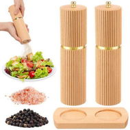 Detailed information about the product 2Pcs Wooden Salt And Pepper Grinder Set With Tray Ceramic Grinding Core Pepper Mill Manual With Adjustable Coarseness For Cumin Salt And Pepper