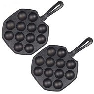 Detailed information about the product 2X 18CM Cast Iron Takoyaki Fry Pan Octopus Balls Maker 12 Hole Cavities Grill Mold