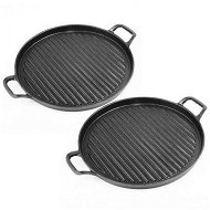 Detailed information about the product 2X 28cm Ribbed Cast Iron Frying Pan Skillet Coating Steak Sizzle Platter