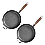 Detailed information about the product 2X 29cm Round Cast Iron Frying Pan Skillet Steak Sizzle Platter With Helper Handle