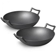 Detailed information about the product 2X 32cm Commercial Cast Iron Wok FryPan Fry Pan with Double Handle