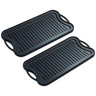 Detailed information about the product 2X 50.8cm Cast Iron Ridged Griddle Hot Plate Grill Pan BBQ Stovetop