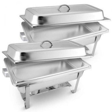 2X 9L Stainless Steel Chafing Food Warmer Catering Dish Full Size