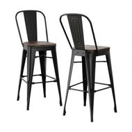 Detailed information about the product 2x Artiss Metal Bar Stools Wooden Seat Retro Counter Stool
