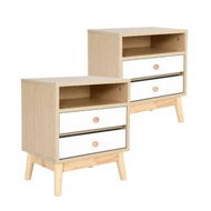 Detailed information about the product 2X Bedside Table Side Storage Cabinet Nightstand Bedroom 2 Drawer ANYA OAK