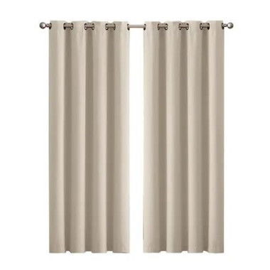 2x Blockout Curtains Panels 3 Layers Beige