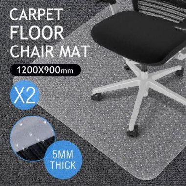 2X Carpet Floor PVC Protector Plastic Chair Mat-120cm X 90cm