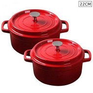 Detailed information about the product 2X Cast Iron 22cm Enamel Porcelain Stewpot Casserole Stew Cooking Pot With Lid Red