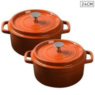 Detailed information about the product 2X Cast Iron 24cm Enamel Porcelain Stewpot Casserole Stew Cooking Pot With Lid Orange