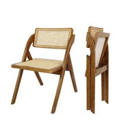 Detailed information about the product 2X Foldable Rattan Dining Chairs Walnut