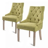 Detailed information about the product 2X French Provincial Dining Chair Oak Leg AMOUR GREEN