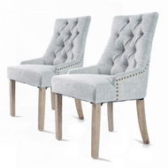 Detailed information about the product 2X French Provincial Dining Chair Oak Leg AMOUR GREY