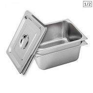Detailed information about the product 2x Gastronorm GN Pan Full Size 1/2 GN Pan 15cm Deep Stainless Steel With Lid.