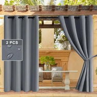 Detailed information about the product 2X Grommet Outdoor Blackout Curtains Waterproof & thermal insulated,Blocks sunlight & heat Perfect for porches,cabanas,patios(132x213cm)