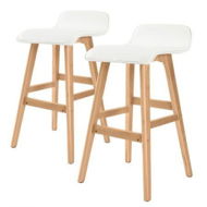 Detailed information about the product 2X Oak Wood Bar Stool Dining Chair Leather SOPHIA 65cm WHITE