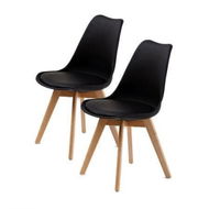 Detailed information about the product 2X Retro Dining Cafe Chair Padded Seat BLACK