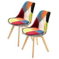 Detailed information about the product 2X Retro Dining Cafe Chair Padded Seat MULTI COLOUR