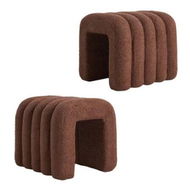Detailed information about the product 2X Ridge Arch Ottoman Stool Teddy Fleece Fabric Foot Rest 45cm BROWN