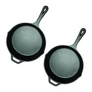 Detailed information about the product 2X Round Cast Iron Frying Pan Skillet Steak Sizzle Platter With Helper Handle