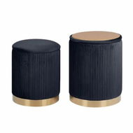 Detailed information about the product 2X Side Table Storage Ottoman - Velvet MIRA BLACK