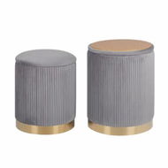 Detailed information about the product 2X Side Table Storage Ottoman - Velvet MIRA GREY