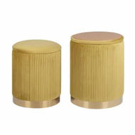 Detailed information about the product 2X Side Table Storage Ottoman - Velvet MIRA MUSTARD