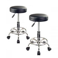 Detailed information about the product 2X Swivel Salon Barber Stool Chair Round Type BLACK