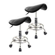 Detailed information about the product 2X Swivel Salon Barber Stool Chair Saddle Type BLACK