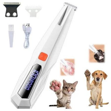 3 In 1 Electric Dog Trimmer Rechargeable LED Light Low Noise Waterproof Pet Paw Trimmer for Small Dogs Cats