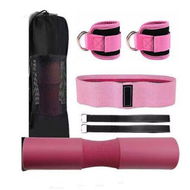 Detailed information about the product 3 in 1 Exercise Kit with Mattress Bar Hip Thrust Anklets Exercise Weight Elastic Bands Resistance for Exercises Fitness Pink