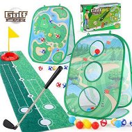 Detailed information about the product 3 in 1 Golf Toys Set for Kids Sandbag Throwing Game with Golf Chipping Board, 12 Golf Ball, 1 Golf Clubs, Indoor Outdoor Birthday Gifts for Girls Boys