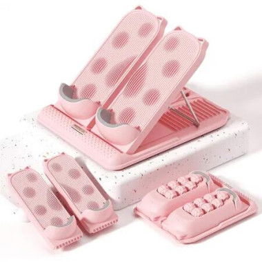 3 in 1 MultiFfunctional Portable Slant Board for Calf Stretching, Foot Rest for Under Desk with Massage, Adjustable 12 Level Incline Board (Pink)