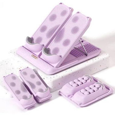 3 in 1 MultiFfunctional Portable Slant Board for Calf Stretching, Foot Rest for Under Desk with Massage, Adjustable 12 Level Incline Board (Purple)
