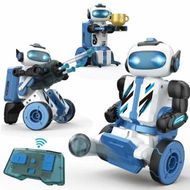 Detailed information about the product 3 in 1 Remote Control 2.4GHz STEM Robot Toy for Kids with LED Eyes and Flexible Arms,Hold Stuff,Play Soccer,Firing Darts