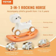 Detailed information about the product 3 in 1 Rocking Horse for Toddlers 1-3 Years Baby Rocking Horse with Detachable Balance Board and 4 Smooth Wheels Support up to 80 lbs HDPE Material