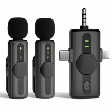 3 in 1 Wireless Lavalier Microphones, Mini Mic Compatible with iPhone iPad Android Camera USB-C with Noise for Video Recording,Vlog,YouTube