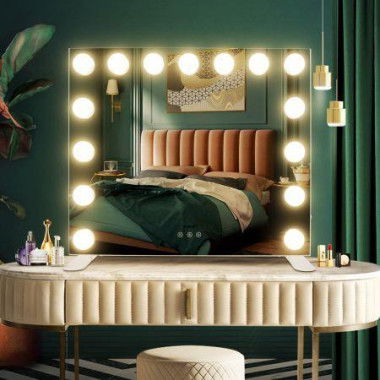 3 Light Color Hollywood Make Up Vanity Mirror Adjustable Warm YellowDaylightCool White Brightness