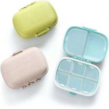 3 Pack 8 Compartments Travel Pill Organizer Moisture-Proof Small Pill Box Purse Daily Pill Case Portable Medicine Vitamin Holder Container (Blue + Green + Khaki)