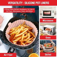 Detailed information about the product 3-Pack Air Fryer Silicone Liners (Pink, Grey, Black) for 3 to 5 QT Air Fryers - Reusable Baking Trays Replace Flammable Parchment Paper